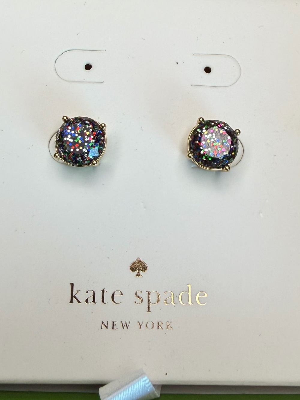 kate spade Gold-Tone Multicolor Glitter Dome Stud Earrings - Picture 2 of 6